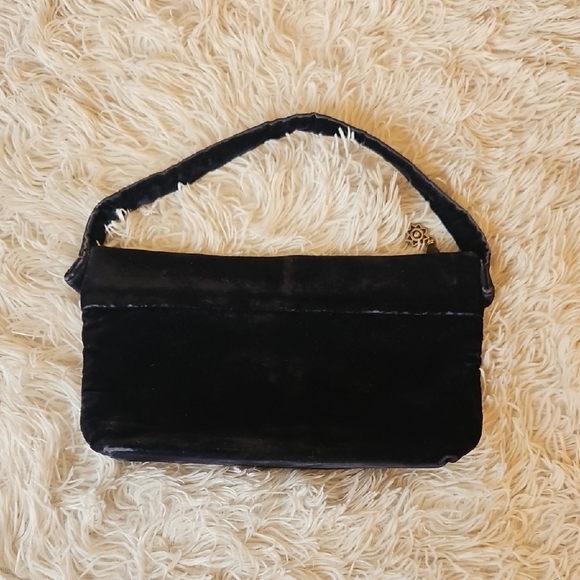 Elegant Vintage Navy Blue Velvet Evening Bag Purse - Picture 1 of 9
